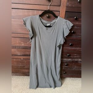 Gray Ruffle Sleeve Dress